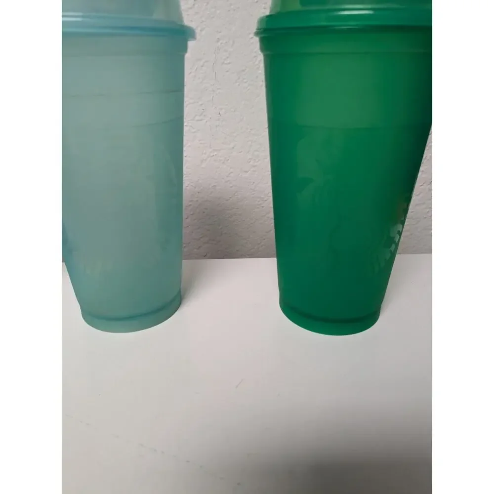 Starbucks Grande 16 oz Cups Tumblers Reusable Hot Cold with lids set of 7